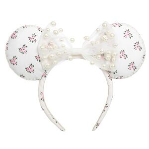 BaubleBar Disney White Floral Pearl Headband ears NEW